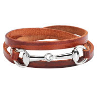 Brazalete de Aleación Tejido en 3 Huellas para Hombre Pulsera de Cuero Genuino con Diseño Moderno - details 7