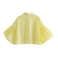 OUWU- Camisa Holgada A Rayas Con Manga De Burbuja Para Mujer, Gran Oferta De Temporada, Nuevo Estilo, Informal, Cuello Tipo Polo, Manga Corta, Top De Moda - details 13