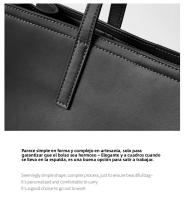 Nueva Bolsa Tote de Nicho para Mujeres de Cuero Genuino de Gran Capacidad, Maletín para Laptop, Bolsa de Viaje de Cuero de Vaca Negro - details 23