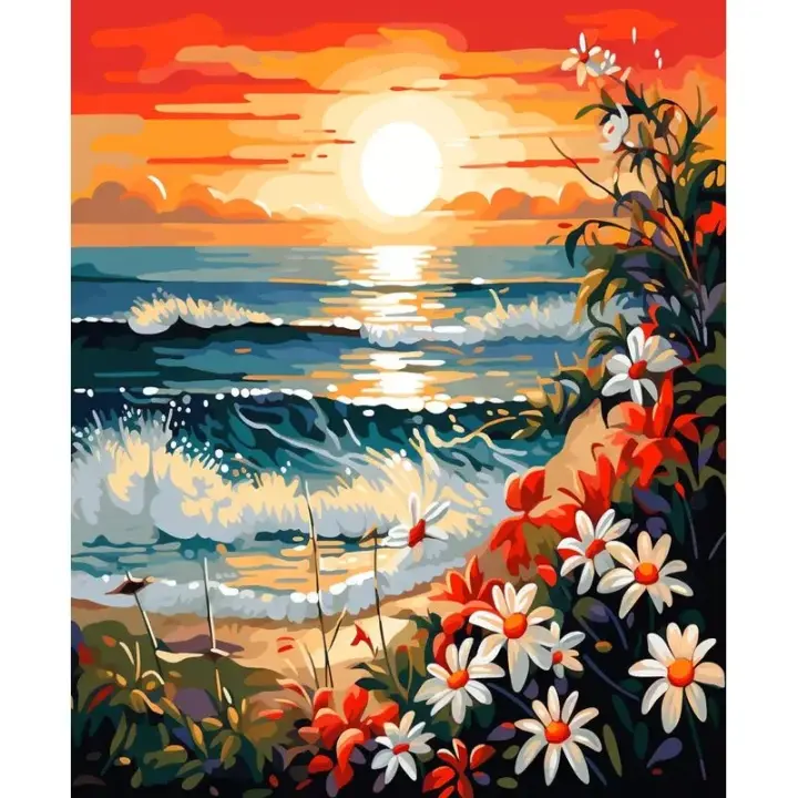 Pintura Ruopoty de Tulipán Rojo en Lienzo Diseño Moderno Abstrato Pintura a Mano Arte de Regalo Kit de Maritime Imágenes DIY para Hogar - 1