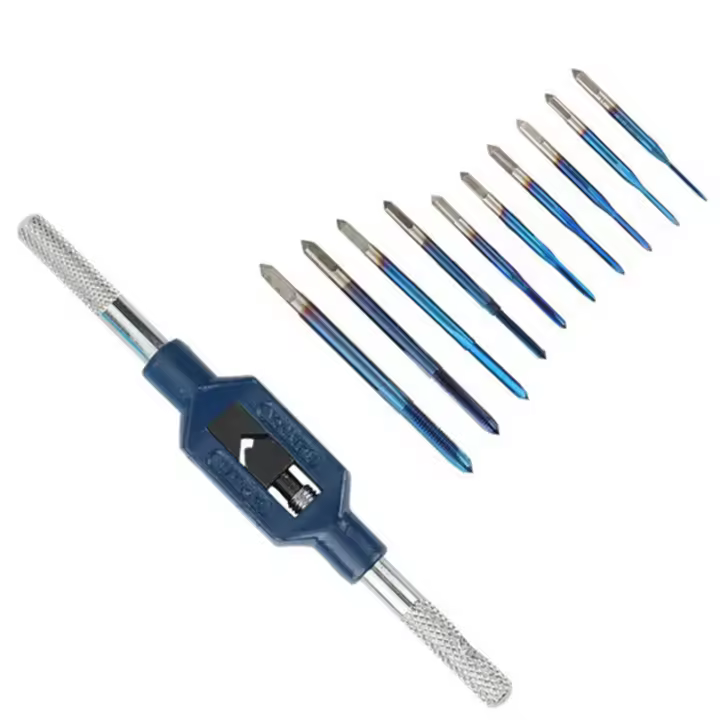 Grifos de rosca de piezas con llave de M1-M3.5 ajustable, juego de llaves de grifo de máquina para trabajo de Metal, tornillo, broca de grifo, 10 Uds. - 1