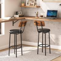 Juego de Taburetes de Bar de Metal y Madera Altos de Cocina con Resalto - details 4