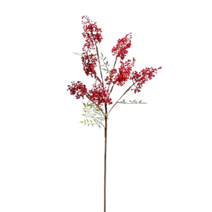 Ramas artificiales de bayas de Nandina de tacto Real, simulación elegante de plástico, árbol Nantian, plantas falsas hechas a mano flexibles - 1