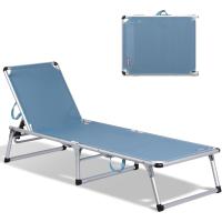 Tumbona plegable de aluminio sin sombrilla, Azul - details 0