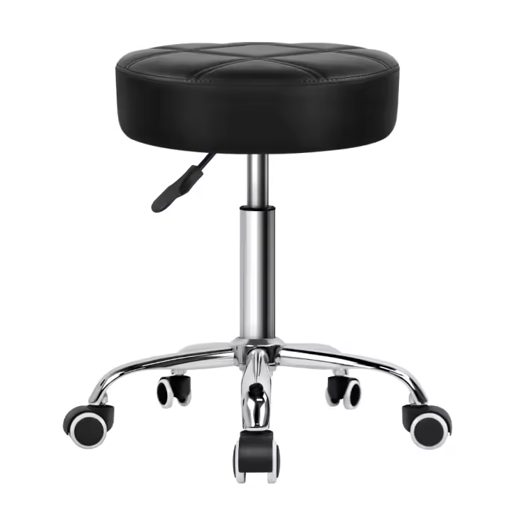 KKTONER-Taburete Giratorio de imitación de Cuero Negro, barra de Trabajo Regulable en Altura, 51-67cm - 1
