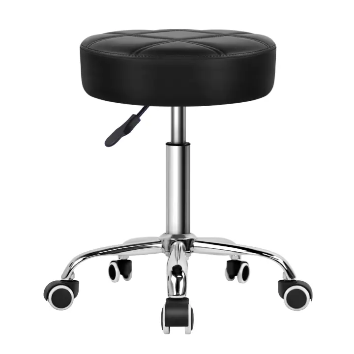 KKTONER-Taburete Giratorio de imitación de Cuero Negro, barra de Trabajo Regulable en Altura, 51-67cm - 1