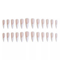 Uñas postizas desnudas con punta blanca, material seguro de larga duración, resistente al agua, para ir de compras, viajar y salir - details 0