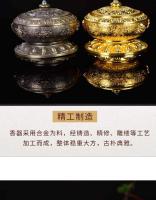 Quemador de incienso para ceremonia del té Tianyu Longyin estilo tibetano aleación de cobre puro ocho placa de loto auspicioso - details 5