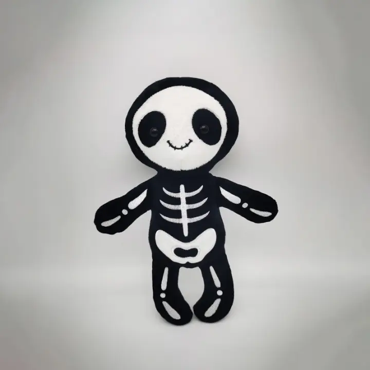 Lindo esqueleto gráfico de peluche de 12 pulgadas cráneo animal de peluche Navidad Halloween decoración de felpa regalo de cumpleaños para niños, negro - 1
