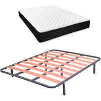 Cama Completa con Colchón Venus Reversible + Somier de Láminas Basic con 4 Patas Abrazadera, 90 x 190 - details 7