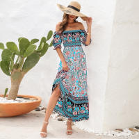 Vestido bohemio de vacaciones de playa con hombros descubiertos de manga larga estilo europeo y americano - details 8