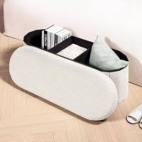 Taburete reposapiés, banco de pie de cama, para sala de estar, dormitorio, entrada, blanco - details 3