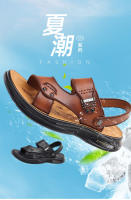 Sandalias de hombre zapatos de playa de piel de vaca de primera capa de moda sandalias de cuero de conducción casual para hombre extra grandes - details 1