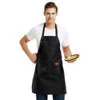 Delantal ajustable con pechera impermeable, resistente a las manchas, con dos bolsillos, para Chef de cocina, hornear, barbacoa, accesorios para equipos - details 4