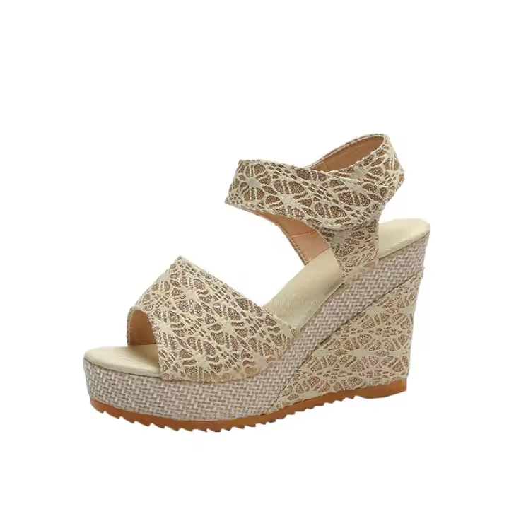 Sandalias de cuña con punta abierta para mujer, zapatos de plataforma con tira trasera, elegantes e informales - 1