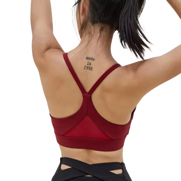 Sujetador deportivo Moving Peach para mujer, sostén de entrenamiento de impacto medio para correr, Top corto Sexy de malla, GBE - 1