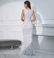 Vestido de Fiesta Elegante con Lentejuelas Sexy Escote en V, Luz Trasera, Adelgazante, Estilo de Sirena para Mujeres - details 5