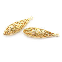 6 uds. Colgantes con forma de gota hueca de Color dorado de 18K, collar de alta calidad, accesorios de joyería Diy, sitio web oficial Rosediy - details 0