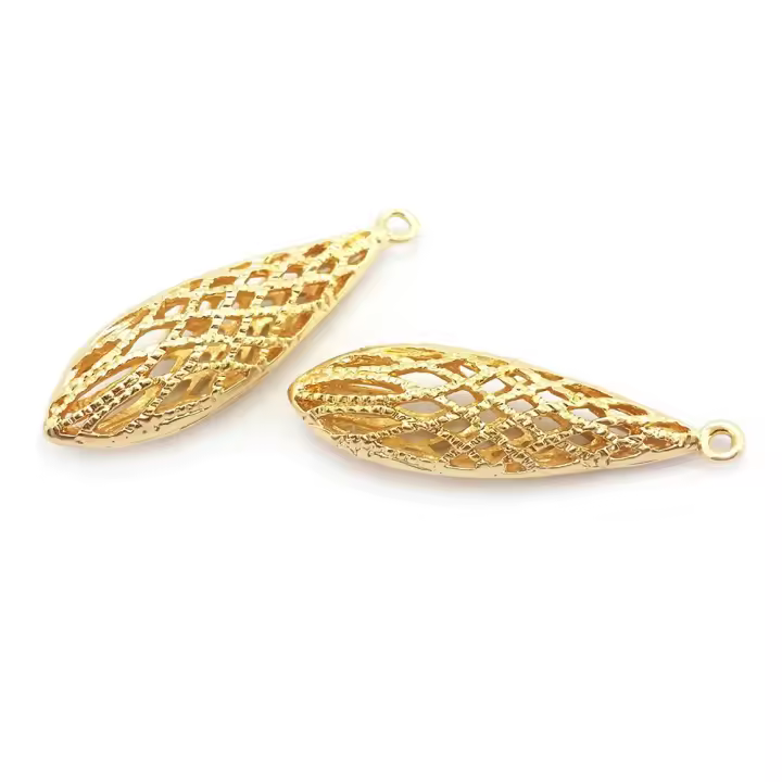 6 uds. Colgantes con forma de gota hueca de Color dorado de 18K, collar de alta calidad, accesorios de joyería Diy, sitio web oficial Rosediy - 1