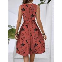 Vestido casual de verano para mujer 2025temu con cuello en V, sin mangas y estampado. - details 1