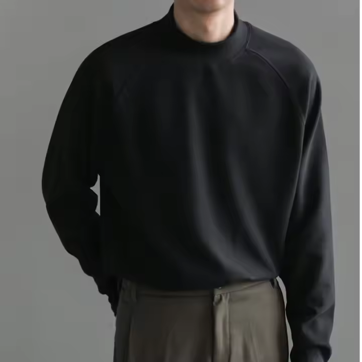 Camiseta de Algodón para Hombres Cuello Alto de Medio Tortuga Color Blanco - 1