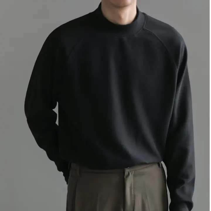 Camiseta de Algodón para Hombres Cuello Alto de Medio Tortuga Color Blanco - 1