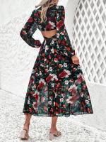 Vestido Elegante de Verano 2024 Manga Larga, Cuello en V, Espalda Hueca, Estilo Vintage para Mujeres Perfecto para Fiestas de Playa - details 18