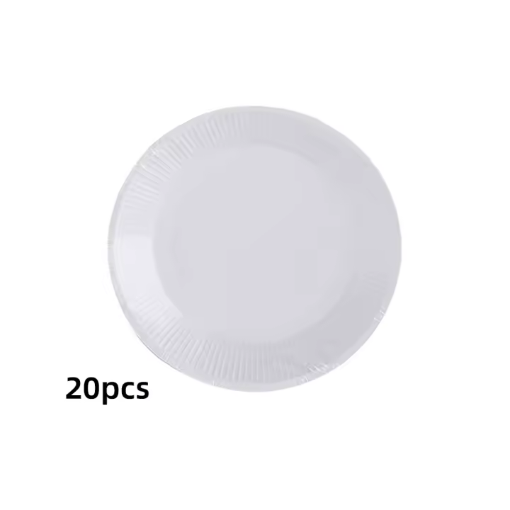 Juego de platos de papel desechables, decoración para fiesta de cumpleaños, plato de comedor, vajilla minimalista nórdica, color blanco - 1