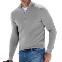 Nuevo jersey de manga larga para hombre, suéteres de Color sólido con media cremallera, suéter de punto con cuello en V, ropa de calle transpirable de gran tamaño para hombre - details 5