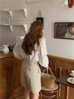 Blusa de verano para mujer, camisa de primavera, blusa para mujer, Blusas largas de gasa, informales, elegantes, Vintage, de manga larga, holgada de gran tamaño, blanca - details 10