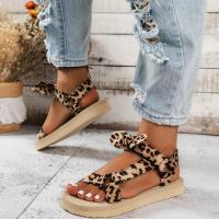 Sandalias Platas Deportivas de Estampado de Leopardo Zapatos de Tela con Lazo para Mujeres - details 6