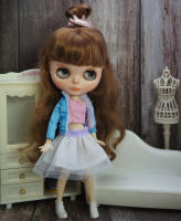 Ropa de muñeca Licca Kids set de moda hecho a mano con abrigo Blythy Sweetpie y falda TUTU para juguetes de 1/6 - details 48