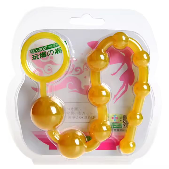 SM-perno de patio trasero de cuentas de cristal amarillo, punto G, juguete Anal alternativo de silicona, tapón Anal, Juguetes sexuales femeninos - 1