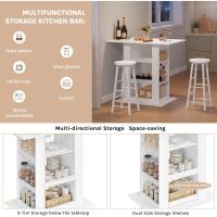 Mesa de Bar con Estantes, Mesa Alta Cocina, con Portavasos y Estante de Almacenamiento, para Bistró Barra Cocina Salón y Comedor, Blanco, 105x94x68 cm - details 3