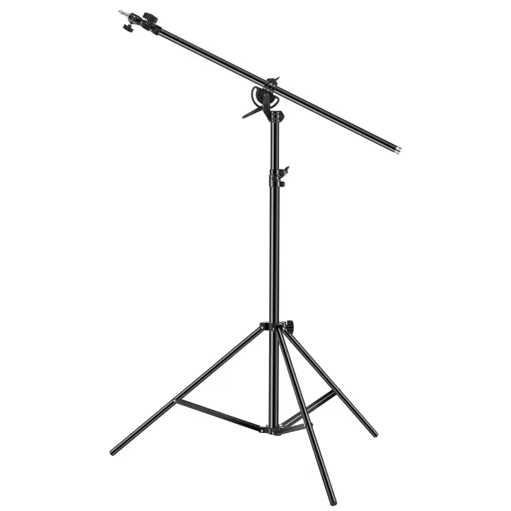 SucceBuy Air - Soporte de luz de aluminio acolchado - Ajustable a 12,8 pies/390 cm, con brazo de pluma, saco de arena. Tornillo de 1/4 de pulgada, carga máxima de 5 kg para softbox, flash de estudio, paraguas y anillo de luz - 1