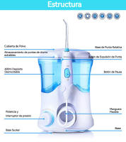 FC169 Ultrasonic Oral Irrigator Water Jet Flosser 600ML Water Tank Jet Tips Teeth Cleaner Dental Water Flosser 7 Nozzle - details 1