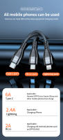 Cable de carga súper rápida 3 en 1, 6A, 66W, 1,2 M, 2M, cargador Micro USB tipo C, nailon trenzado para iPhone, Xiaomi, Samsung - details 5