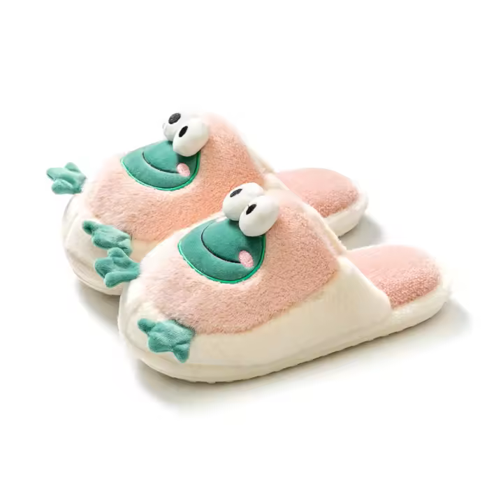 Zapatillas de algodón antideslizantes de rana para parejas, zapatillas térmicas de fondo grueso para el hogar interior - 1