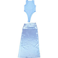 BUNO-Conjunto elegante de 2 piezas para mujer, Tops lisos con espalda al aire + faldas largas lisas, trajes de moda para fiesta de graduación de medianoche - details 11
