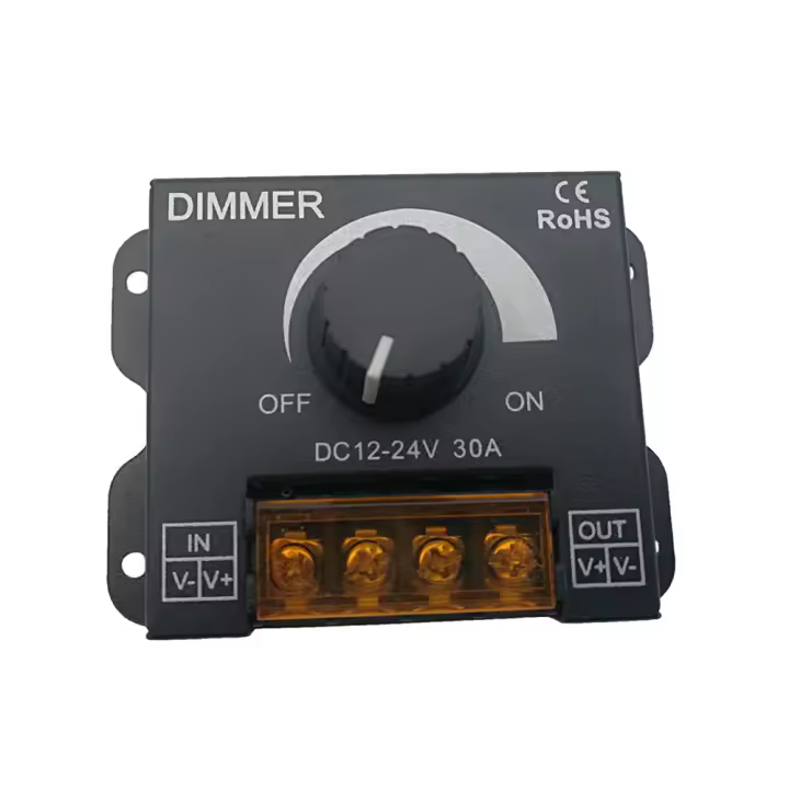 Interruptor de atenuación LED, regulador de voltaje ajustable para tira de luces LED, lámpara de atenuación, 30A, 360W, 12V, 24V de CC - 1