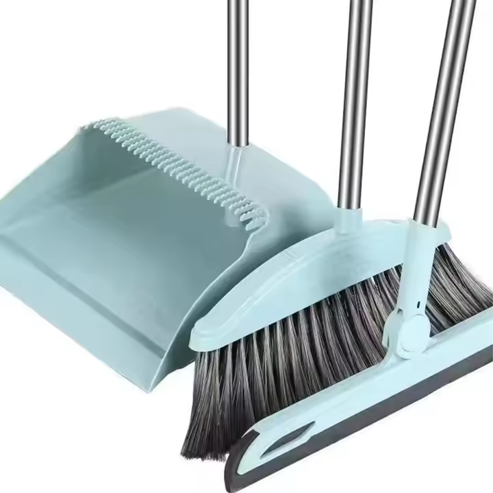 Juego de escoba recogedora, limpiaparabrisas de suelo, limpieza del hogar, juego de limpieza de mango largo para vestíbulo, limpieza de cocina del hogar, azul - 1