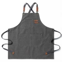 Delantal de trabajo genérico con bolsillos, ropa de trabajo de lona para restaurante, cocina, camarero, hombre y mujer - details 1