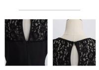Lace patchwork summer women a line elegant vintage party dress with belt - details 22