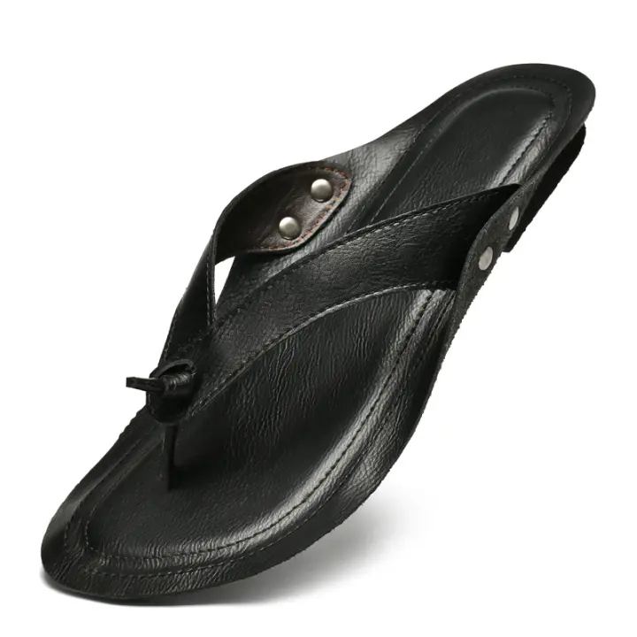 Sandalias retro antideslizantes y resistentes al desgaste para hombre, zapatos de playa transpirables de cuero de gran tamaño, de verano - 1