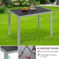 Mesa de comedor para exteriores para 6 personas, rectangular, de metal de aluminio, resistente a todo tipo de clima, mesa de patio con listones de 110x70x73 cm para terraza, patio trasero, césped y jardín - details 11