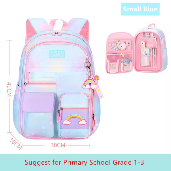 Mochila escolar para niñas con diseño de arco iris linterna kawaii bolsa de libros para estudiantes primarios regalo para niños satchel - 1