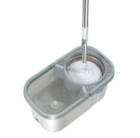 fregona retráctil giratoria de 360 ° con cubo, mopa redonda de acero inoxidable de Doble accionamiento, Herramientas de limpieza automática para el hogar en seco y húmedo,2 recambio - details 0