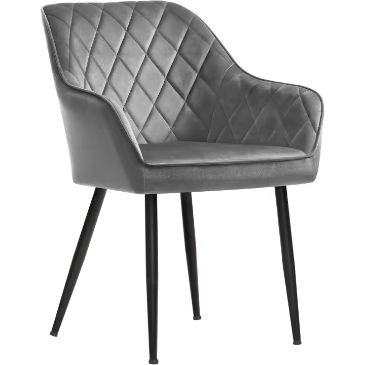 Silla de Comedor de Terciopelo Silla de Cocina con Respaldar y Brazo de Reposar Carga Máx. 120 kg - 1