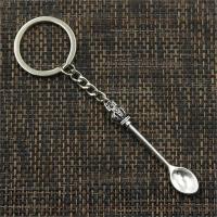 Nuevo llavero de moda para hombre de 30mm, cadena con soporte de Metal DIY, corona de cuchara de cocina Vintage, colgante de Color plateado de 57x9mm, regalo - details 4