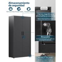 Armario de Garaje de 5 Estantes con Cerradura, Armario de Oficina con Estantes Ajustables, para Oficina, Garaje y Lavadero, Negro - details 6